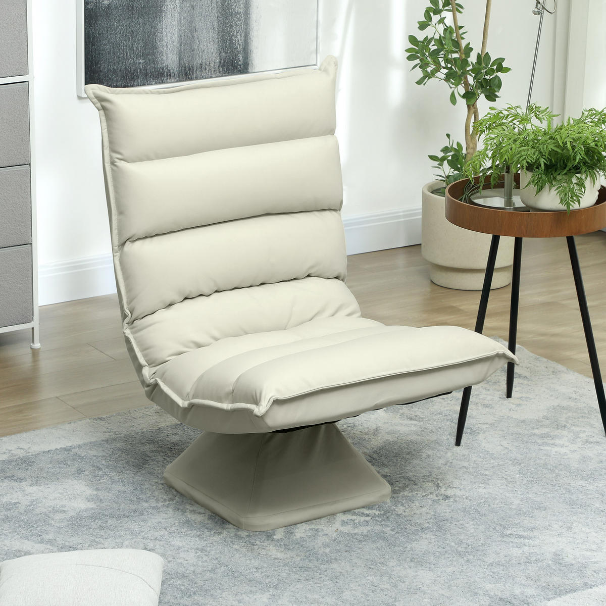 RELAXSESSEL Mikrofaserbezug Beige - Beige, Metall (70/95/62cm) - HOMCOM