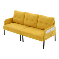 3-SITZER-SOFA DE-33596 mit Seitentaschen Gelb - Gelb, Metall (171/80/72cm) - ComfortXL