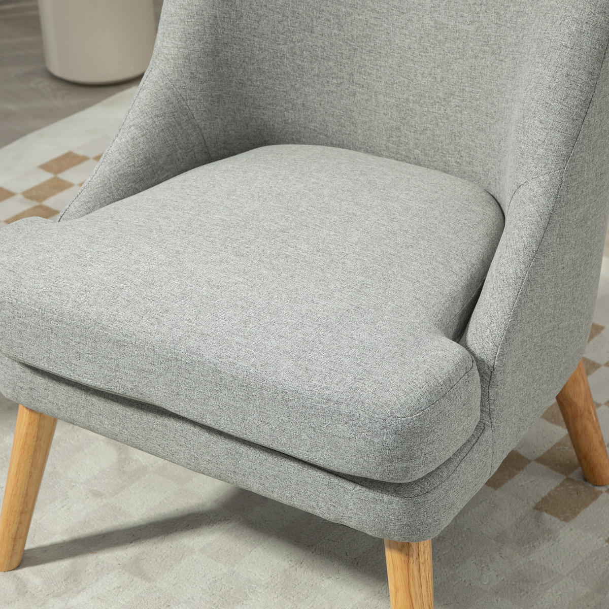 GEPOLSTERTE Loungesessel, Armlehne, Holzbeine, für Wohnzimmer, Schlafzimmer - Hellgrau, Kunststoff (69/79.5/63cm) - HOMCOM