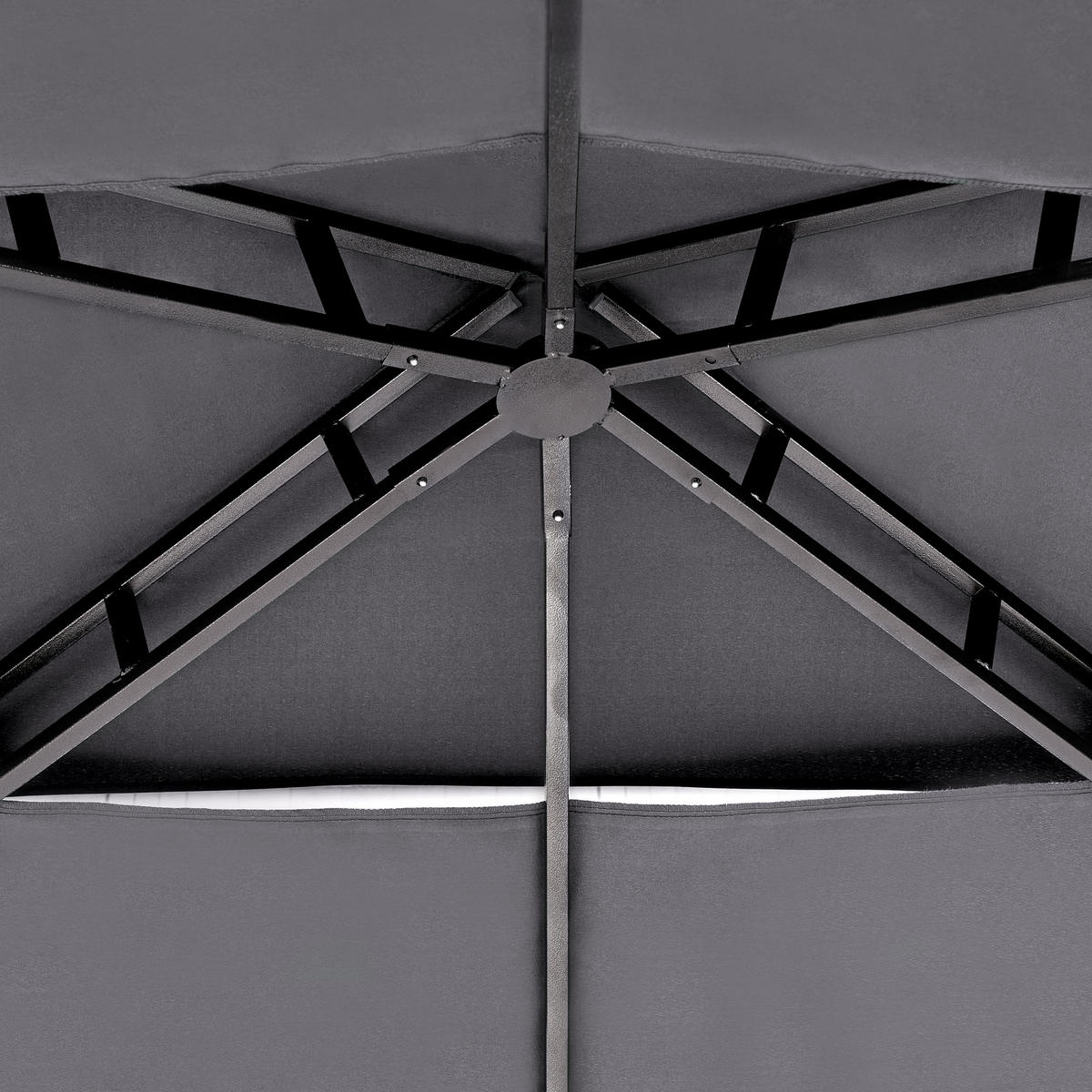 PAVILLON Stahl grau 240/148 cm Naro - Schwarz/Grau, Metall (240/245/148cm) - Beliani