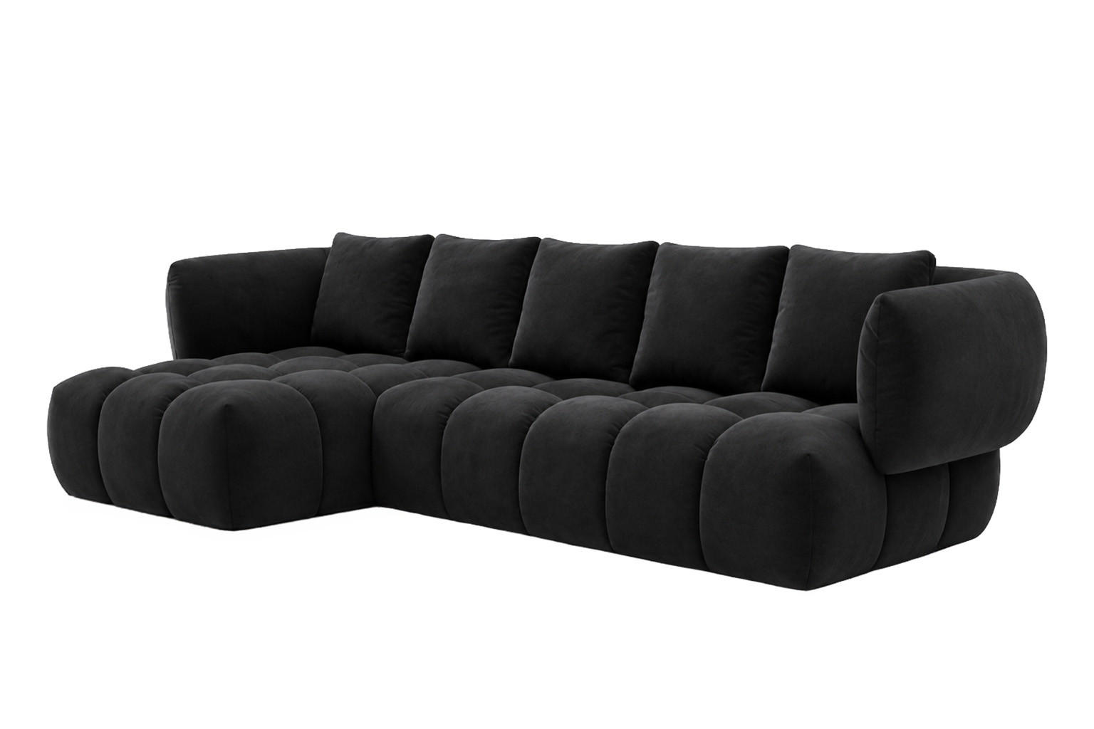 ECKSOFA L-Form, Veloursstoff Bluvel, Schwarz, Links, SEVIO L - Schwarz, Holz (242/175cm) - Kaiser Möbel