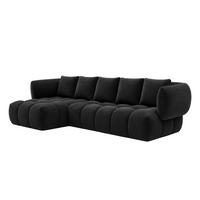 ECKSOFA L-Form, Veloursstoff Bluvel, Schwarz, Links, SEVIO L - Schwarz, Holz (242/175cm) - Kaiser Möbel