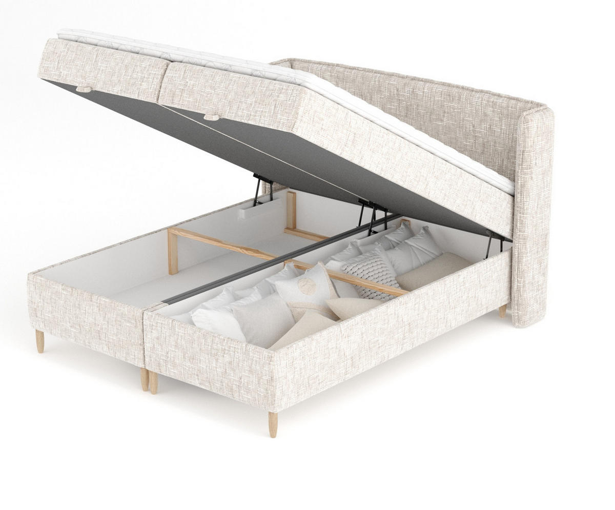 BOXBETT Monpelli Creme 140/200 cm im Webstoff - Creme/Naturfarben, Holz/Holzwerkstoff (140/200cm) - Maison de Reve