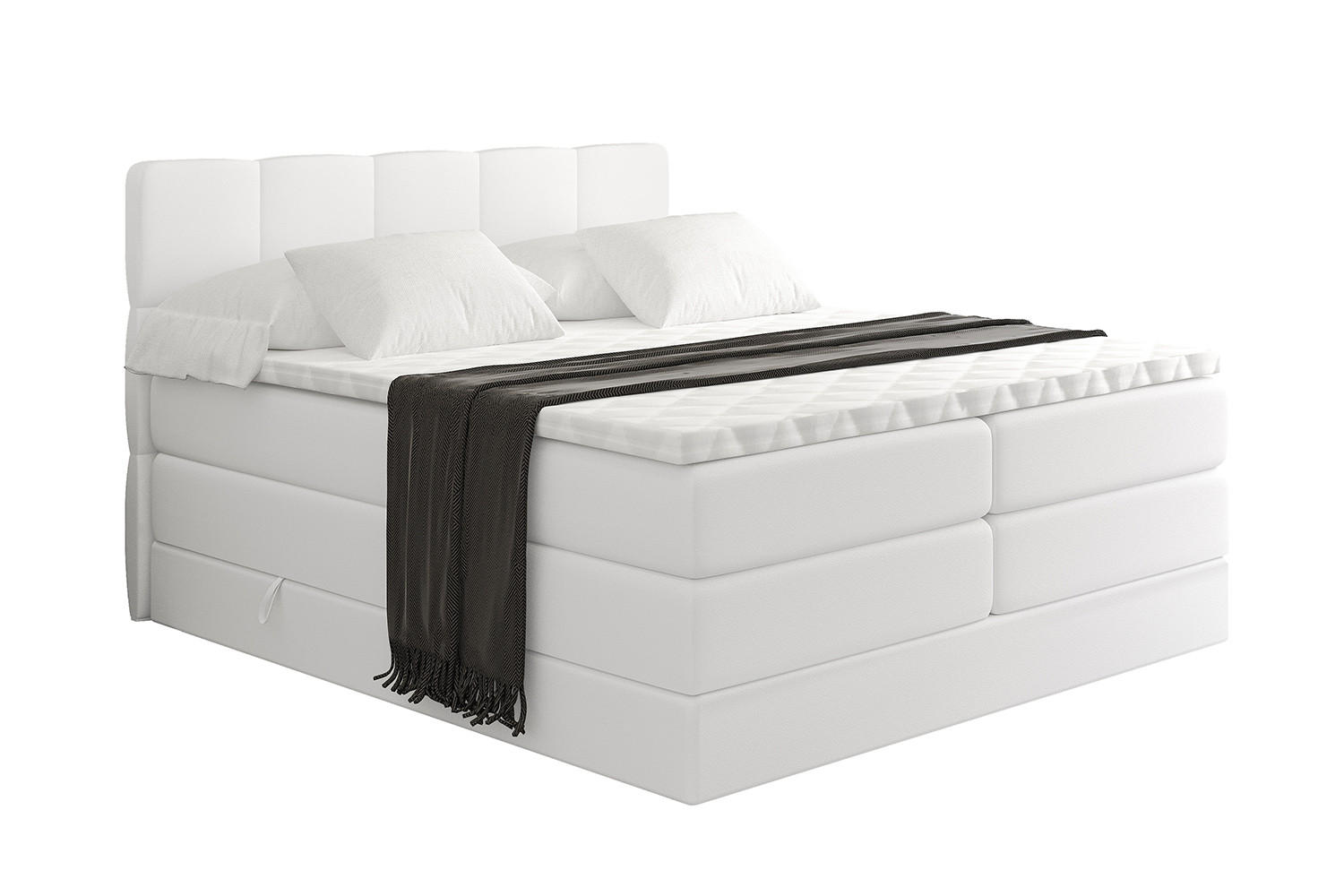 BOXSPRINGBETT mit Matratze H3|H4 und Lattenrost - LIRO KING-180x200 - Weiß - Weiß, Holzwerkstoff (180/200cm) - ALTDECOR