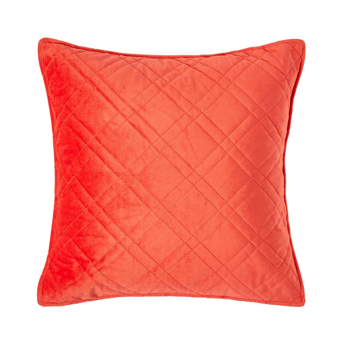 KISSENHÜLLE Samt gesteppt, Paragon Diamond 45/45 cm - Orange, Textil (45/45cm) - Homescapes