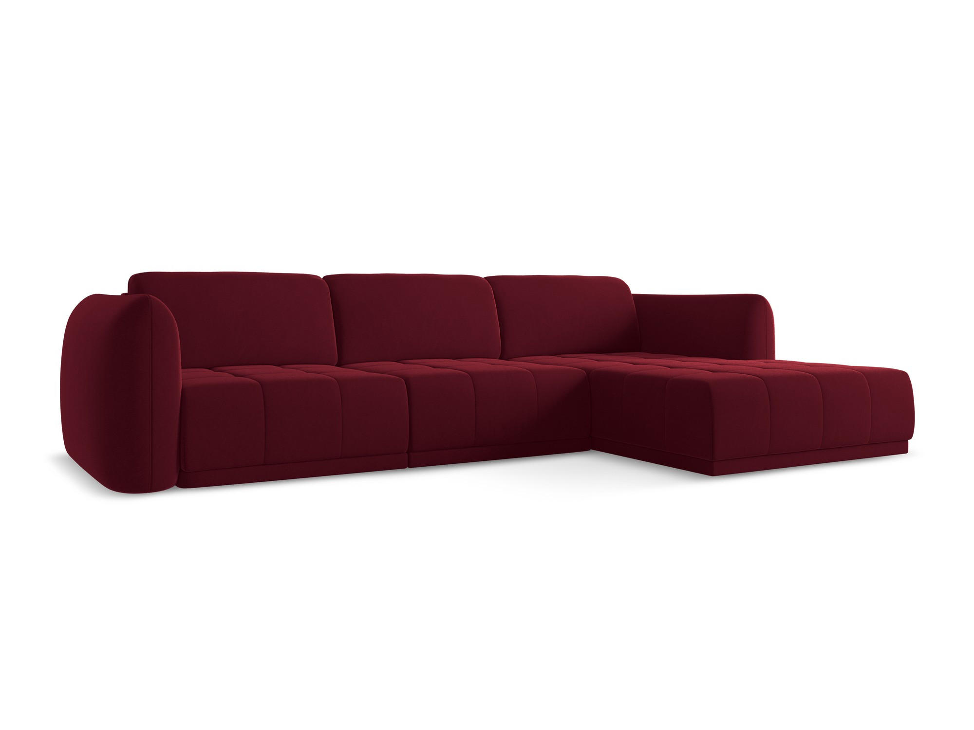 ECKSOFA Rechts Samt Stoff Rot - Bordeaux/Rot, Kunststoff/Textil (290/170cm) - Makamii