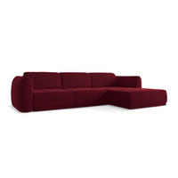 ECKSOFA Rechts Samt Stoff Rot - Bordeaux/Rot, Kunststoff/Textil (290/170cm) - Makamii