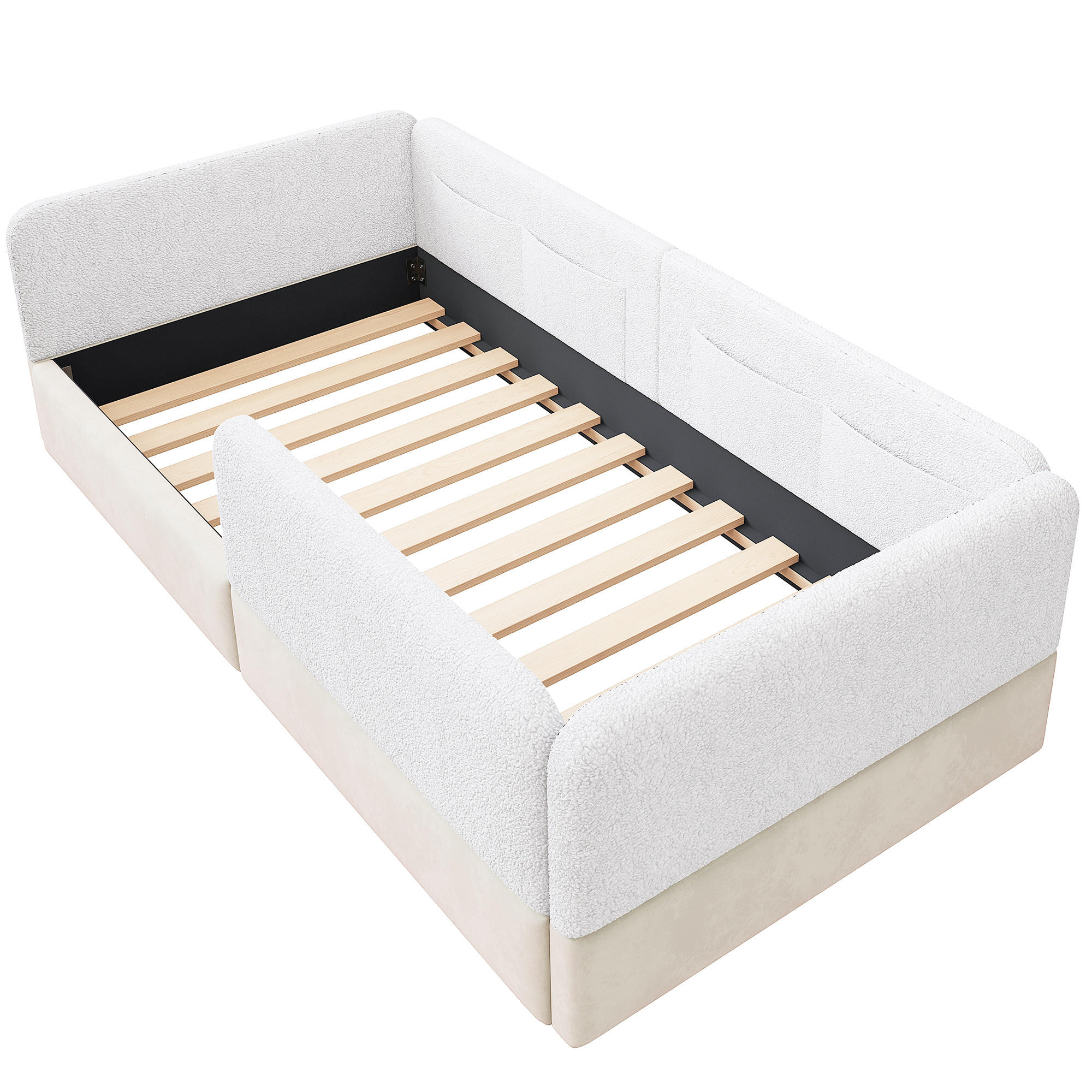 POLSTERBETT 90/200 cm DE-03363, mit Schutzgitter und Aufbewahrungsbeuteln, in Weiß - Weiß, Holzwerkstoff (90/200cm) - ComfortXL