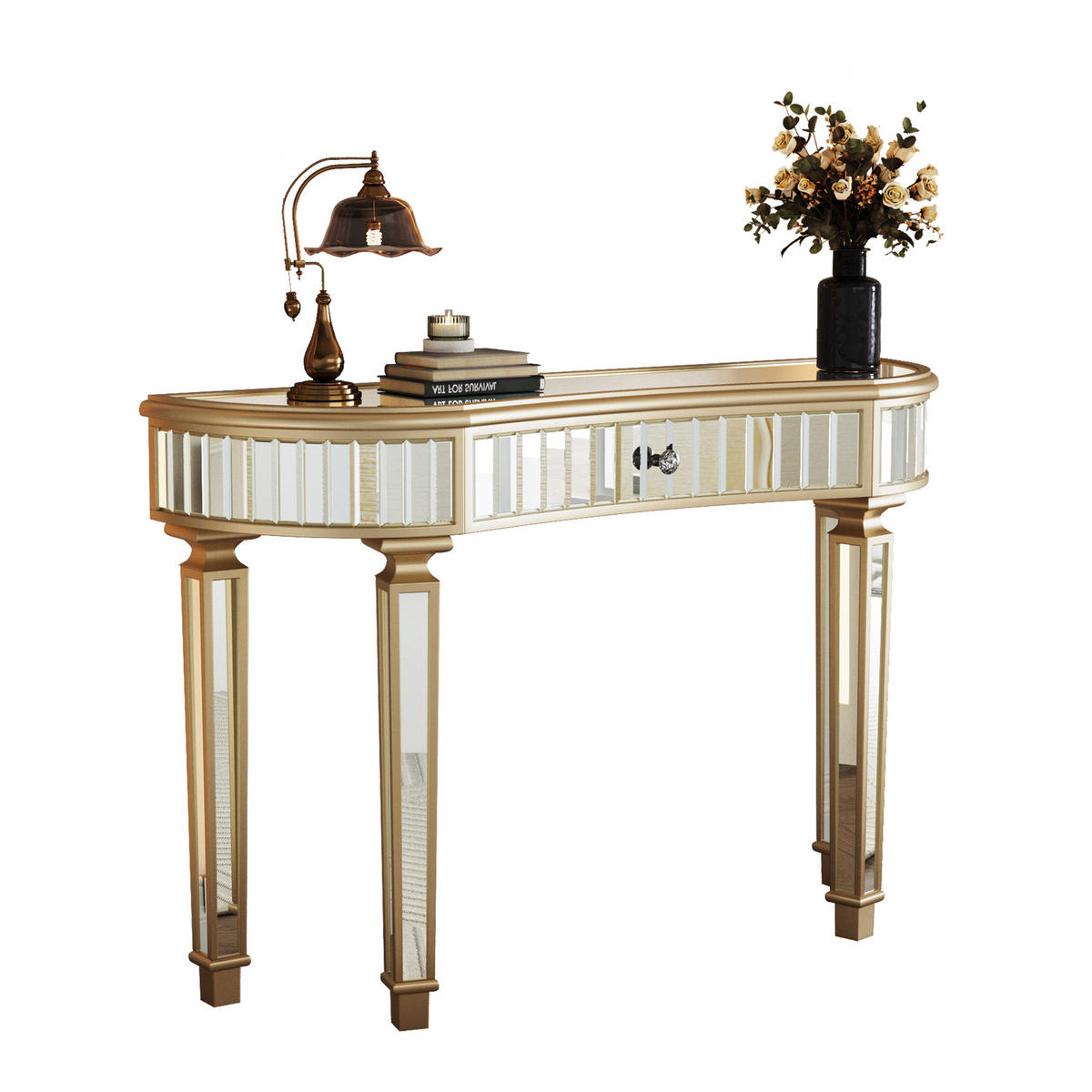 KONSOLENTISCH 120/38/78 cm Gold Silber aus Glas MDF mit Schublade - Goldfarben, Holzwerkstoff (120/38/78cm) - OKWISH