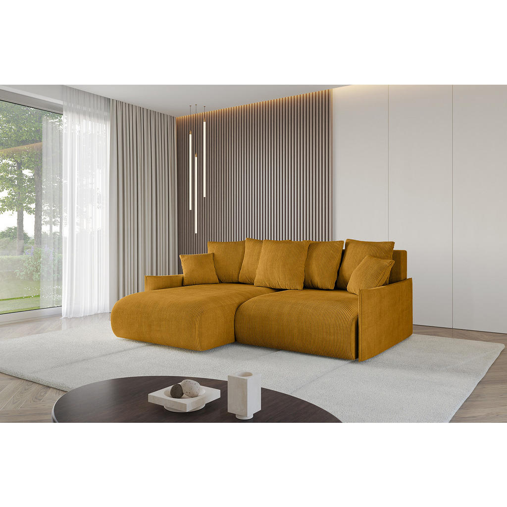 Thumbnail - Altdecor Ecksofa, Currygelb, Textil, 4-Sitzer, L-Form, 208x165 cm, Wohnzimmer, Sofas & Couches, Wohnlandschaften, Ecksof...