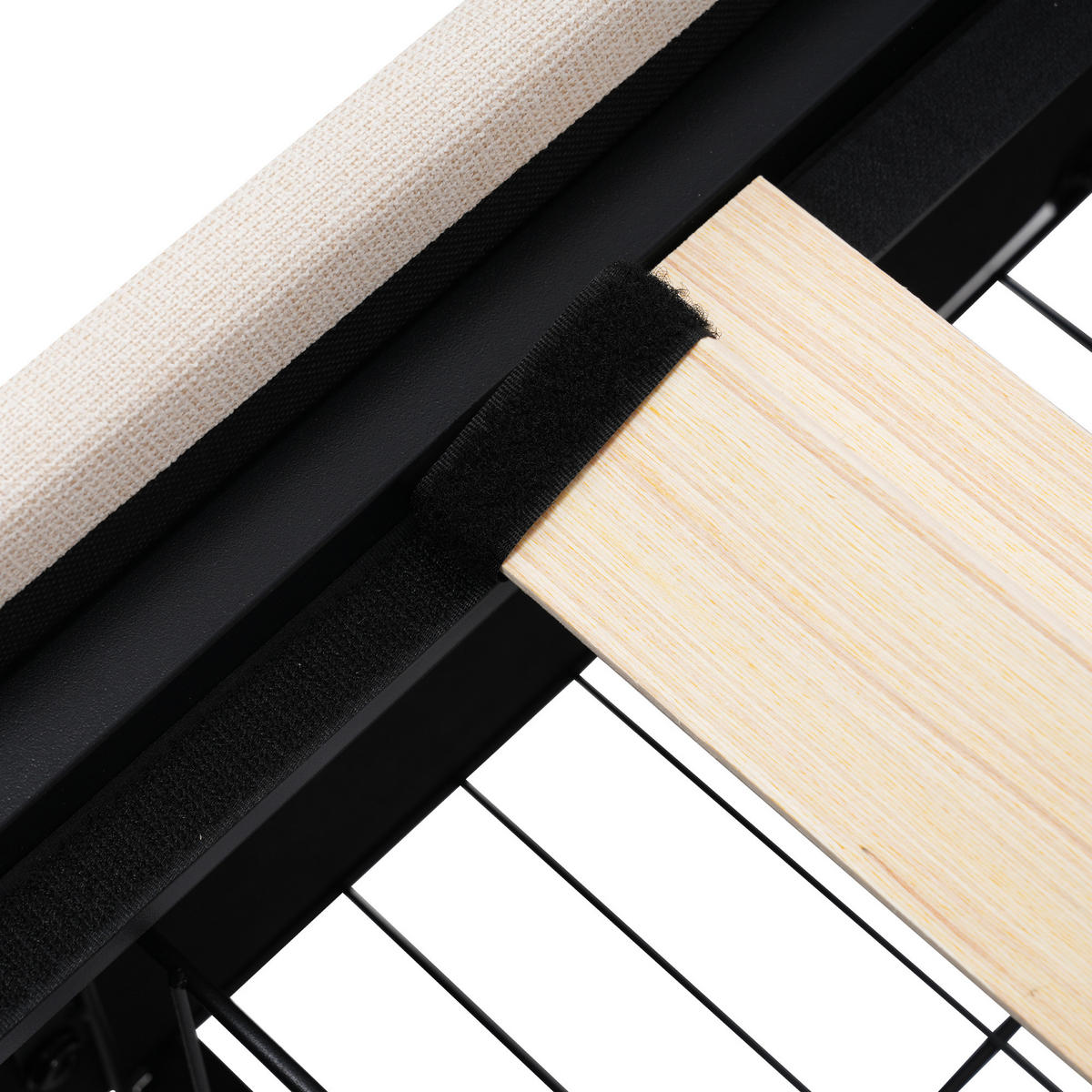 POLSTERBETT 140/200 cm mit LED-Beleuchtung, 4 Schubladen, verstellbarem Kopfteil und Leinenbezug, Beige - Beige, Holz - Redom