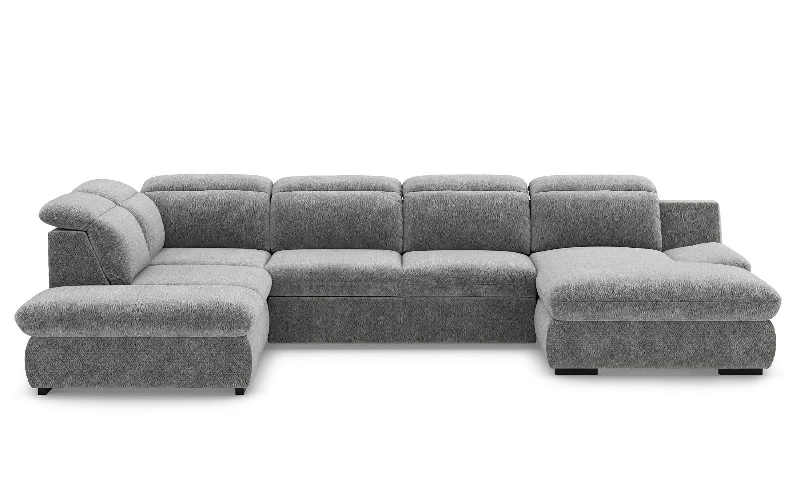WOHNLANDSCHAFT mit Schlaffunktion und Bettkasten, verstellbare Kopflehnen - Silberfarben/Schwarz, Kunststoff/Textil (341/80/218cm) - Cotta