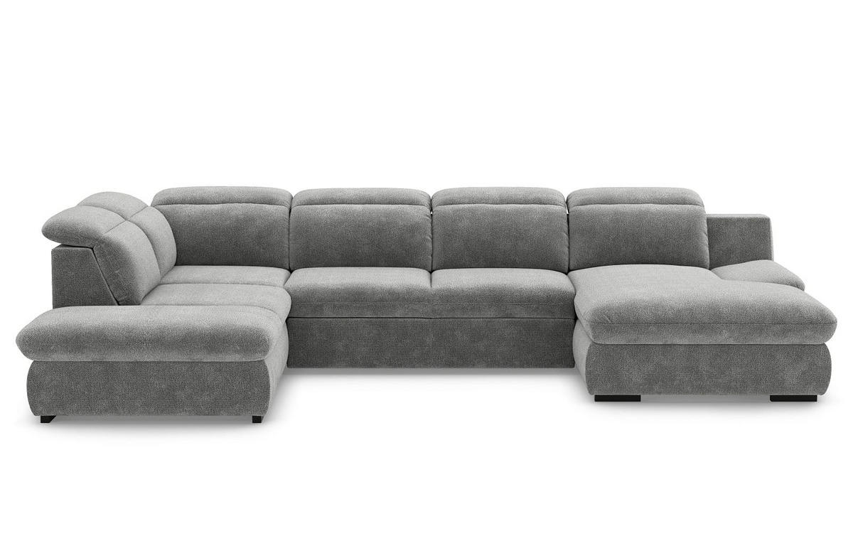 WOHNLANDSCHAFT mit Schlaffunktion und Bettkasten, verstellbare Kopflehnen - Silberfarben/Schwarz, Kunststoff/Textil (341/80/218cm) - Cotta