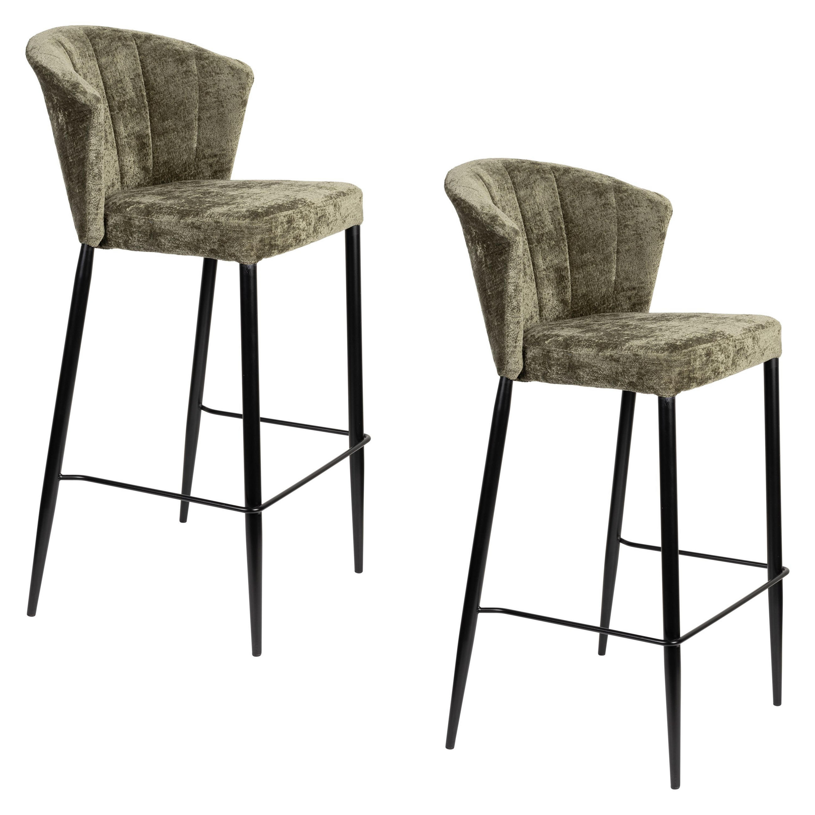 BARHOCKER Georgia Rückenlehne 73 cm Grün - 2 er Set - Grün, Holz (54/101/56cm) - Dutchbone