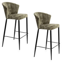 BARHOCKER Georgia Rückenlehne 73 cm Grün - 2 er Set - Grün, Holz (54/101/56cm) - Dutchbone