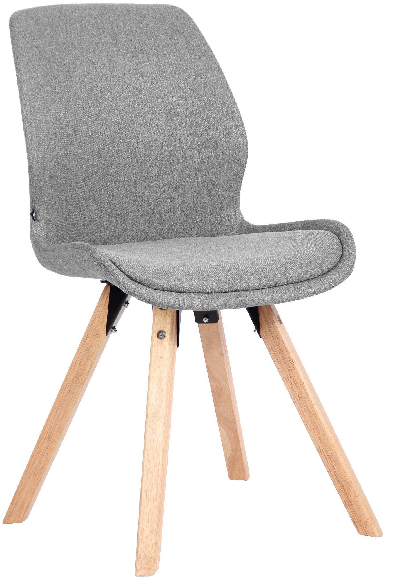 STUHL Stoff Grau - Eukalyptusholzfarben/Grau, Holz/Textil (49/87/58cm) - CLP
