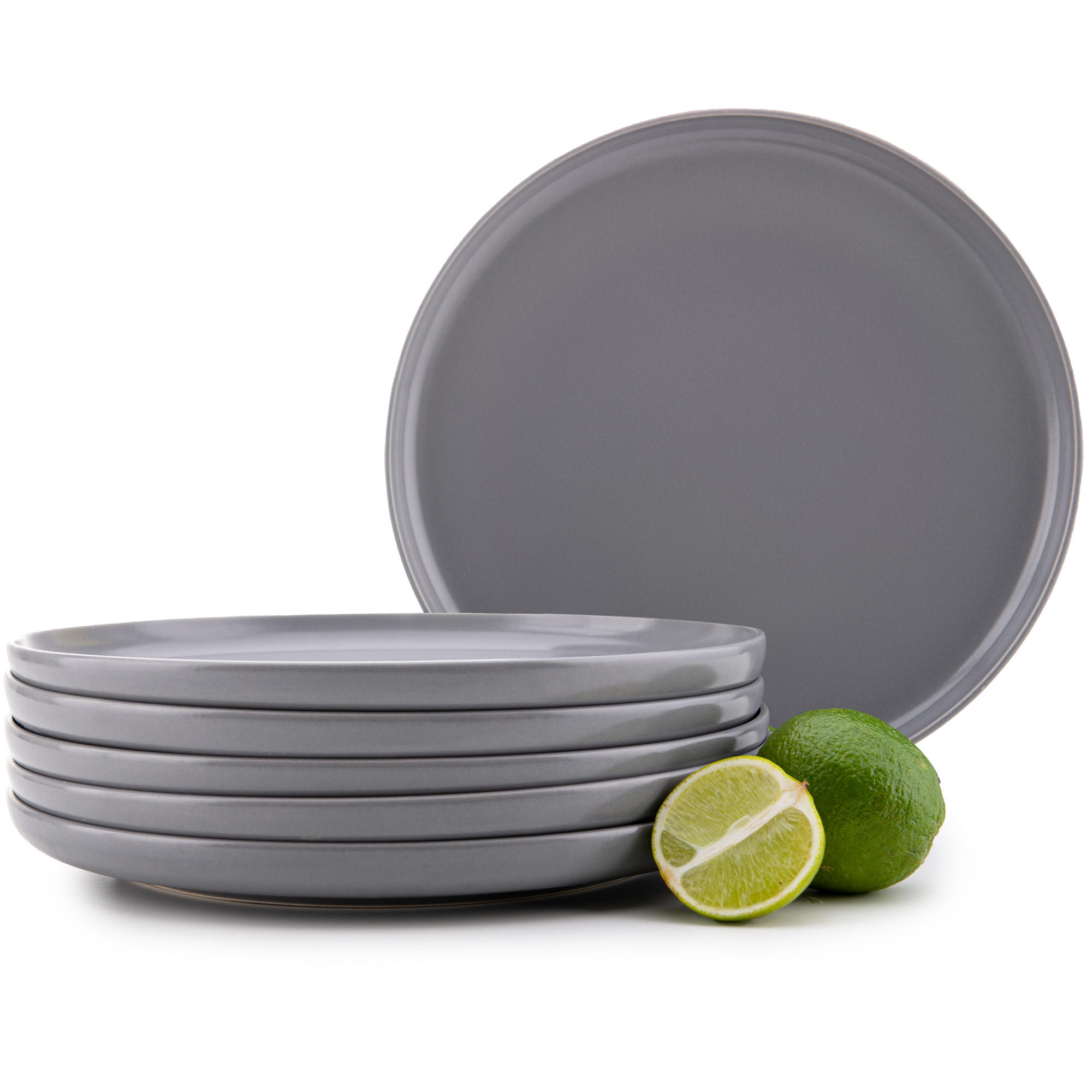 TELLER-SET VICTO 6-tlg Speiseteller, matt grau - Grau, Keramik (27cm) - KONSIMO®