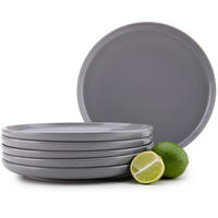 TELLER-SET VICTO 6-tlg Speiseteller, matt grau - Grau, Keramik (27cm) - KONSIMO®