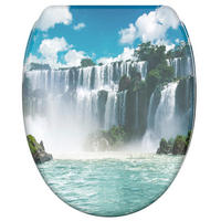 WC-SITZ mit Absenkautomatik & Top Fix Wasserfall - Blau, Holzwerkstoff (37.7/5.5/48cm) - Sanilo