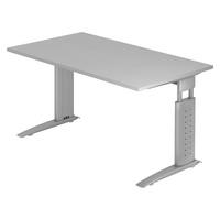 SCHREIBTISCH Serie-U 80/140/74 cm in Grau/Silberfarbengrau - Silberfarben/Grau, Holzwerkstoff (80/140/74cm) - bümö