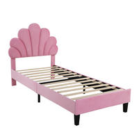 KINDERBETT 90/200 cm DE-01682, in Rosa, mit blumenförmigem Kopfteil - Pink, Metall (90/200cm) - ComfortXL