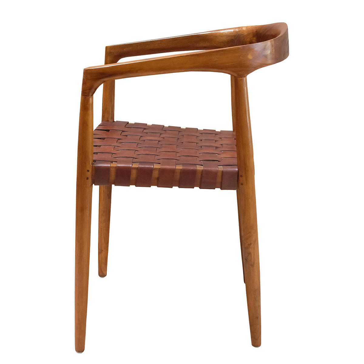 ARMLEHNENSTUHL - Echtleder / Teak massiv - Cognac, Leder (54/80/50cm) - home24