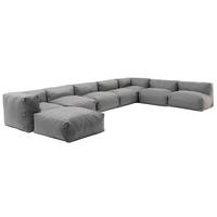 GARTENSOFA mit 8 Sitzplätzen, Grau - Grau, Textil - Oviala