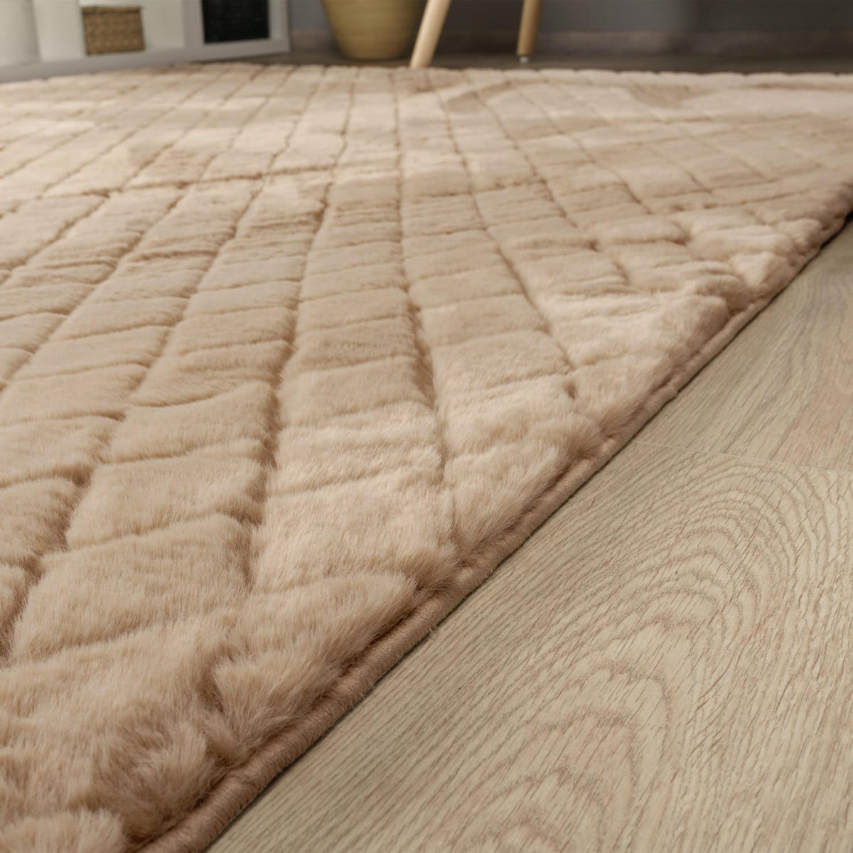HOCHFLORTEPPICH Rauten Beige 120 x 160 cm - Beige, Kunststoff (120/160cm) - TT Home