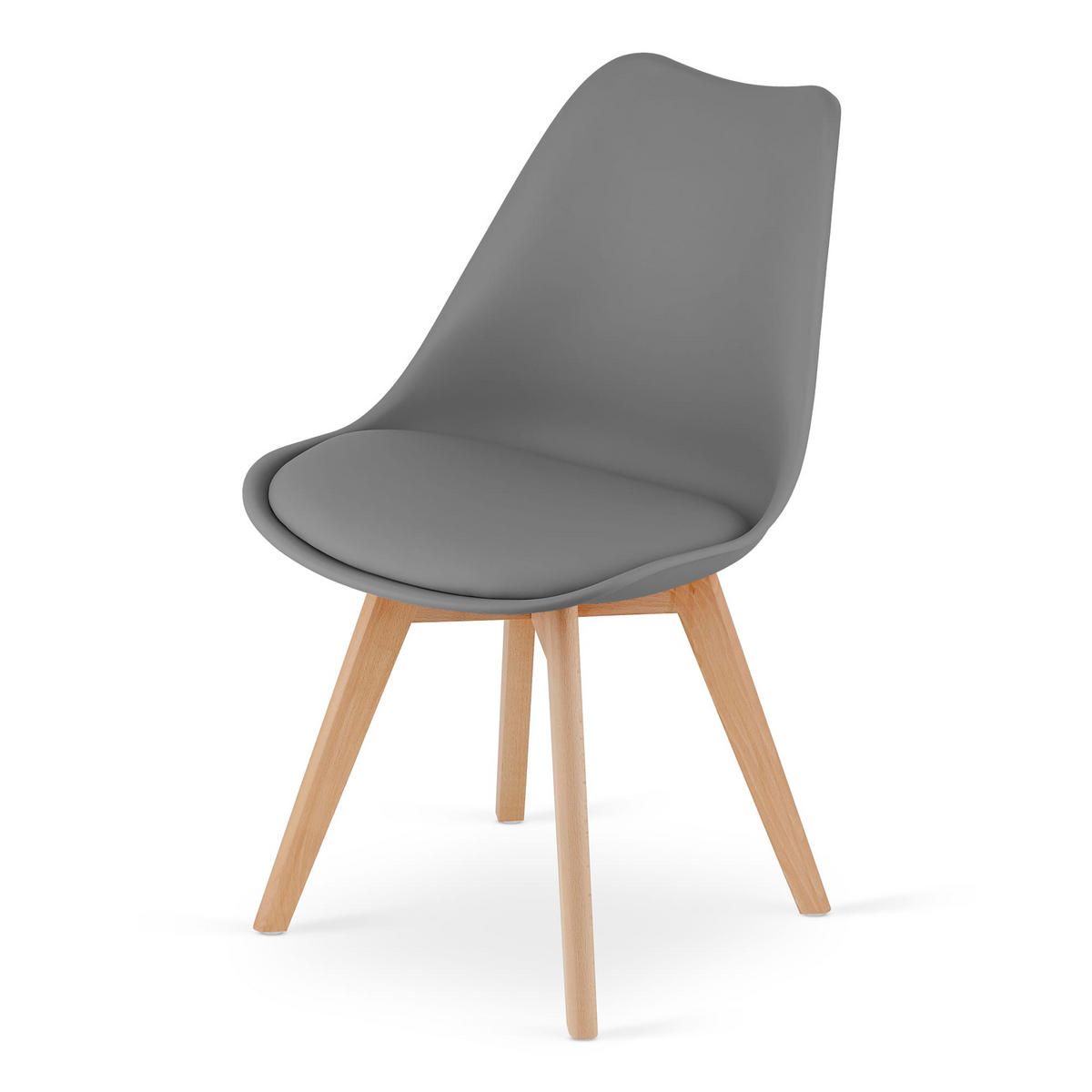 STUHL DOZZA 6-er Set, Grau Kissen aus Kunstleder - Hellgrau, Holz/Kunststoff (49/82/43cm) - Komodee
