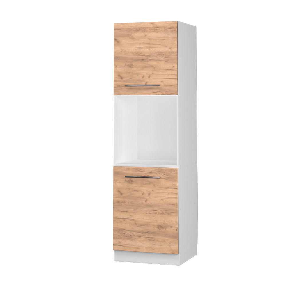 SPISKONVERTERINGSSKÅP Fame-Line Goldkraft ek 60 cm med öppna hyllor Honungsek, Vit 206.8/60/58.1 cm