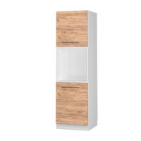 HERDUMBAUSCHRANK Fame-Line Goldkraft Eiche 60 cm mit offenem Regal - Eiche Wotan/Weiß, Holzwerkstoff (60/206.8/58cm) - Vicco