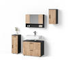 BADMÖBEL-SET Ronco Goldkraft Eiche/Anthrazit 4 Teile - Anthrazit/Eiche Wotan, Holzwerkstoff (41/80/58cm) - Livinity®