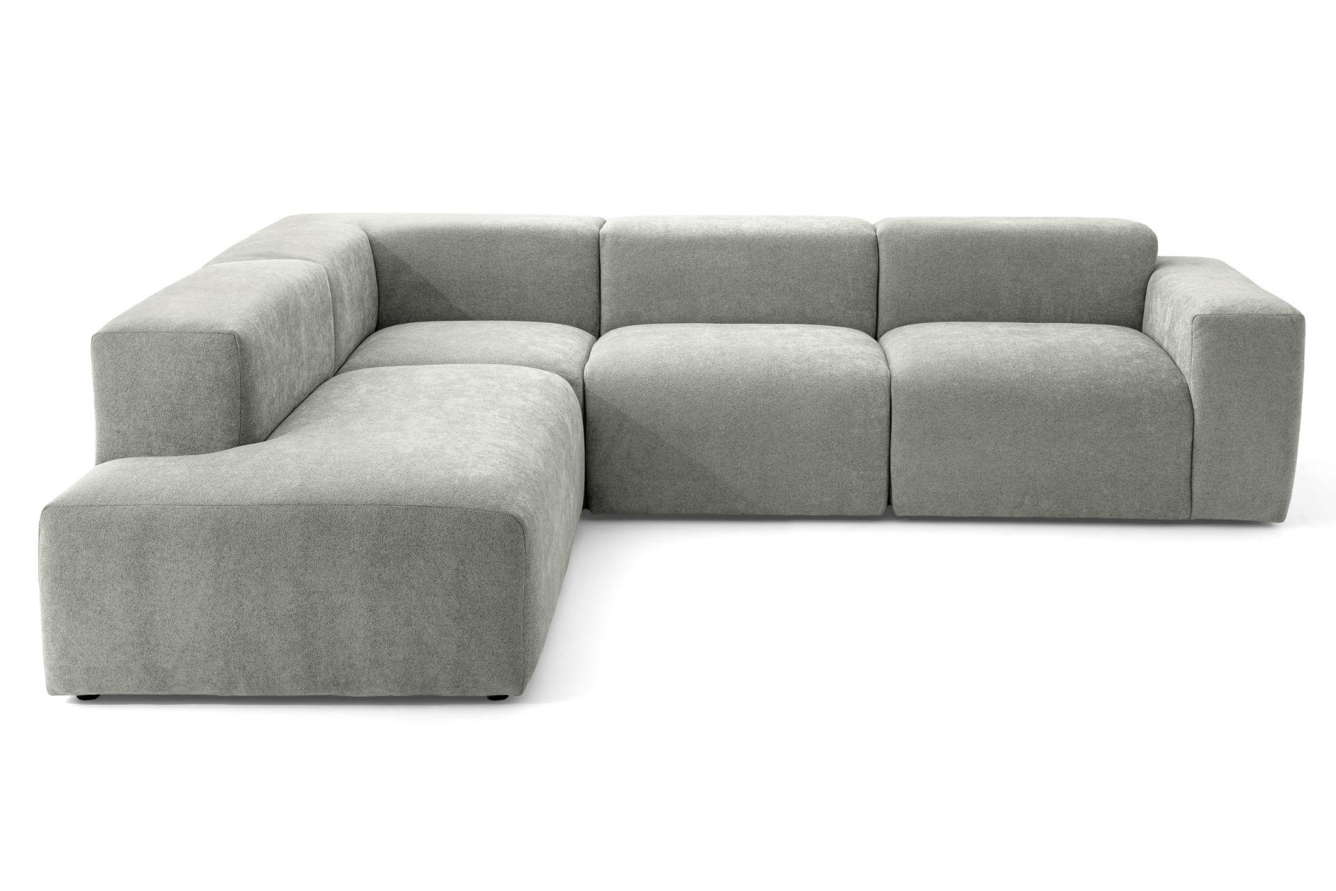 4-SITZER modulares Ecksofa HEAVEN SET 2 Links, Breite 300 cm Webstoff Grau - Schwarz/Grau, Holz/Kunststoff (300/245cm) - Muffo