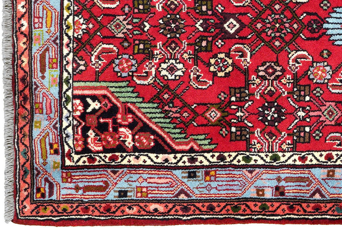 LÄUFER Orient handgeknüpft Assadabad Rot 195/83 cm Schurwolle - Rot, Textil (83/195cm) - Looma