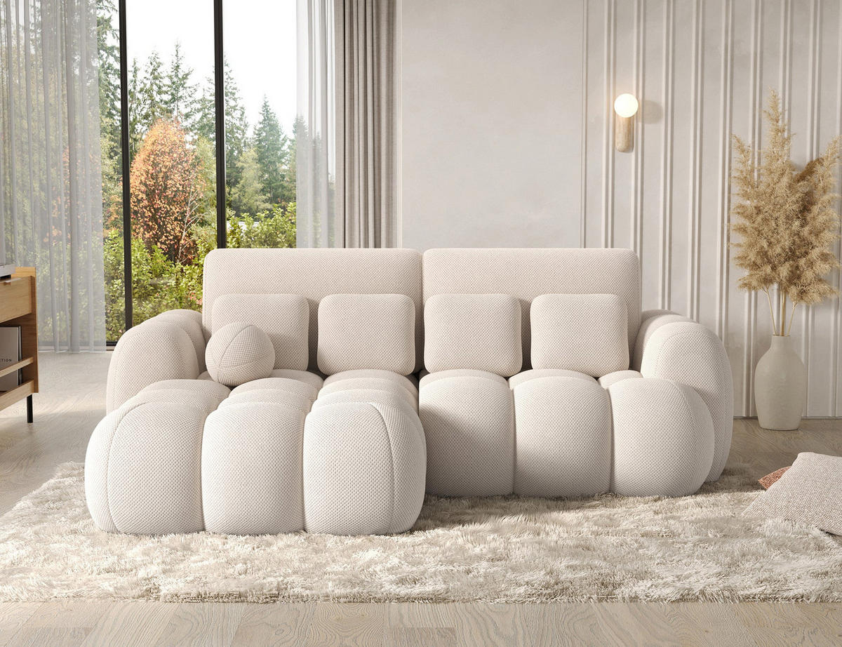 ECKSOFA COVELION L-Form – Schlaffunktion, Bettkasten, Wellenfederung, HR-Kaltschaum, inkl. Kissen, moderner Wohnkomfort - Beige, Kunststoff (260/167cm) - Wohnideebilder