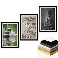 WANDBILDER 3er-Set - 40x60 cm Schwarzer Rahmen - Entspannender Blick auf den Zen-Buddha - Schwarz, Kunststoff (40/60cm) - ArtPrintCave
