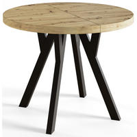 ESSZIMMERTISCH OVO, ausziehbarer Tisch 100 cm bis 200 cm, Farbe: ARTISAN, mit Holzbeinen in Farbe Schwarz - Hellbraun/Schwarz, Holzwerkstoff (100/100/77cm) - Alpi-Möbel