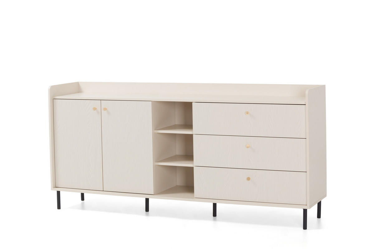 KOMMODE ASTREA 193,5/91/42cm mit 3 Schubladen 2 Türen Beige - Beige, Holzwerkstoff (193.5/91/42cm) - MASSENO