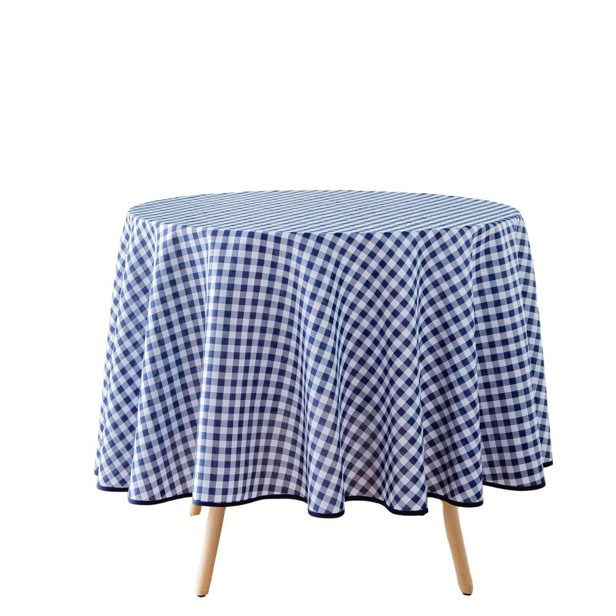 TISCHDECKE Vichy kariert Ø 180 cm - Blau, Textil (180cm) - Douceur d´intérieur