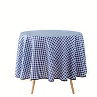 TISCHDECKE Vichy kariert Ø 180 cm - Blau, Textil (180cm) - Douceur d´intérieur