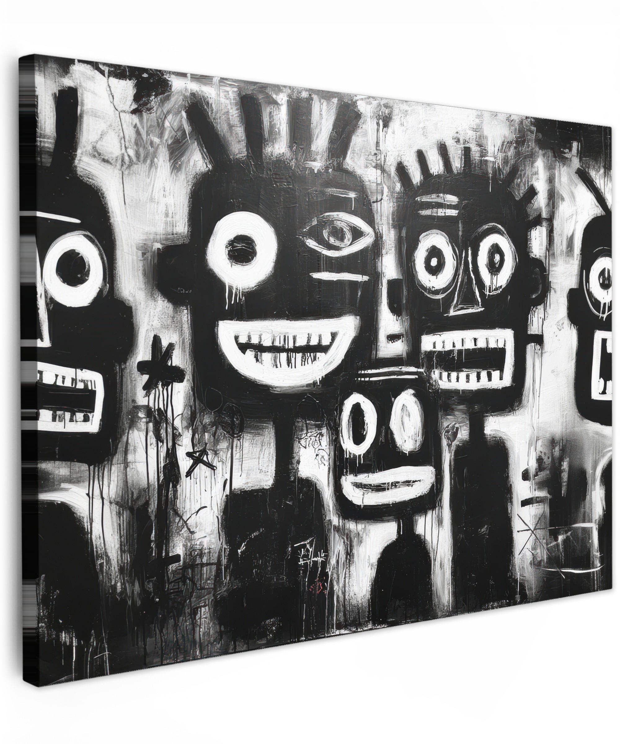 LEINWANDBILD Malerei - Figuren - Schwarz - Abstrakt Wandbild 40x30 cm - Schwarz, Textil (40/30cm) - MuchoWow