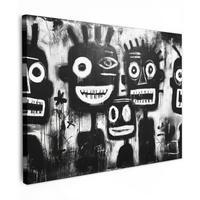 LEINWANDBILD Malerei - Figuren - Schwarz - Abstrakt Wandbild 40x30 cm - Schwarz, Textil (40/30cm) - MuchoWow