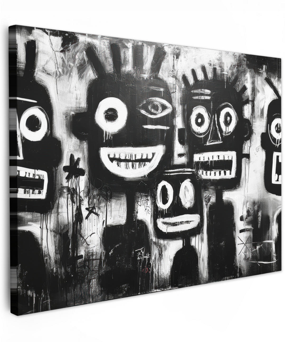 LEINWANDBILD Malerei - Figuren - Schwarz - Abstrakt Wandbild 40x30 cm - Schwarz, Textil (40/30cm) - MuchoWow