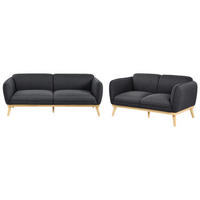 SOFA-SET 5-Sitzer Stoff Schwarz Ljung - Hellbraun/Schwarz, Textil (210/82/82cm) - Beliani