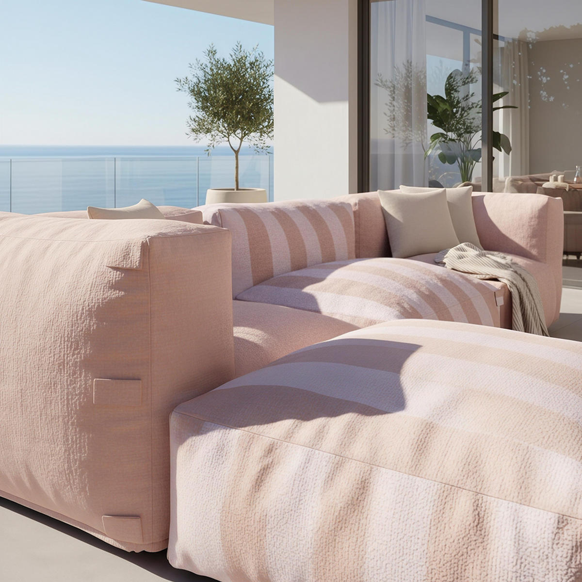 OUTDOOR-SITZSACK, Puderrosa - Pink, Textil - Oviala