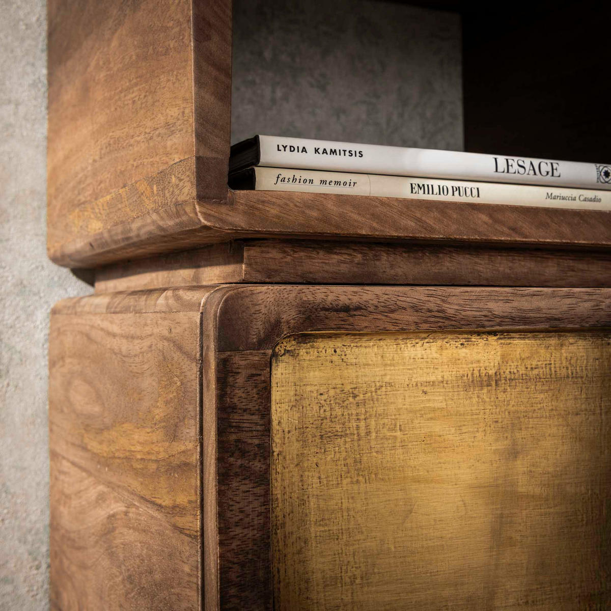 NACHTTISCH Messing Braun 30/30/42 cm - Braun, Holz (30/42/30cm) - Hoyz Collection