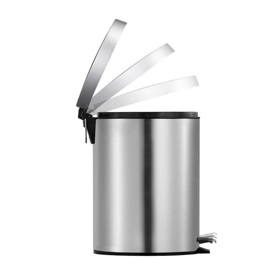 MÜLLEIMER Runder TretMit Herausnehmbaren Kunststoff Inneneimer 5 Liter 28,4 x 24,5 x 20 cm Matt Silber - Silberfarben, Metall (20/28.4/24.5cm) - PROREGAL