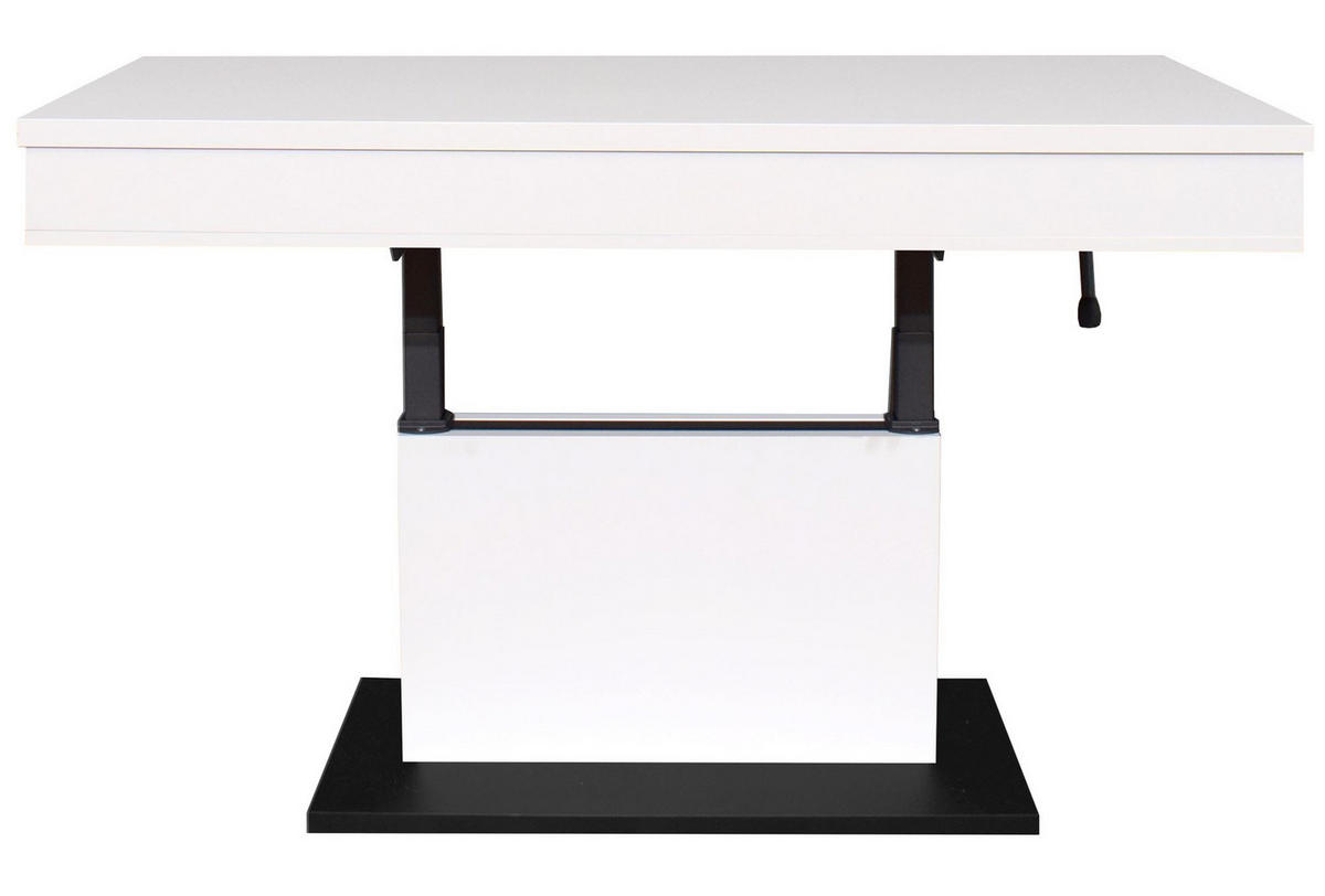 COUCHTISCH Höhenverstellbar Else 1 110x59x60 Holzwerkstoff Ice White - Schwarz/Weiß, Holzwerkstoff (110/60/59cm) - 58aufmkessel