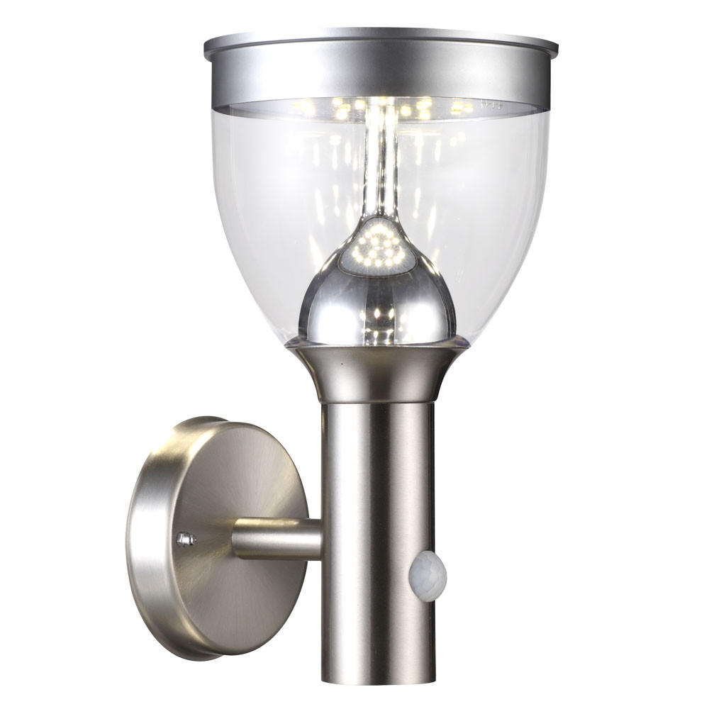 LED AUSSENLEUCHTE Solar Edelstahl Silber - Silberfarben, Metall (17.7/15.8/28.7cm) - Globo Lighting