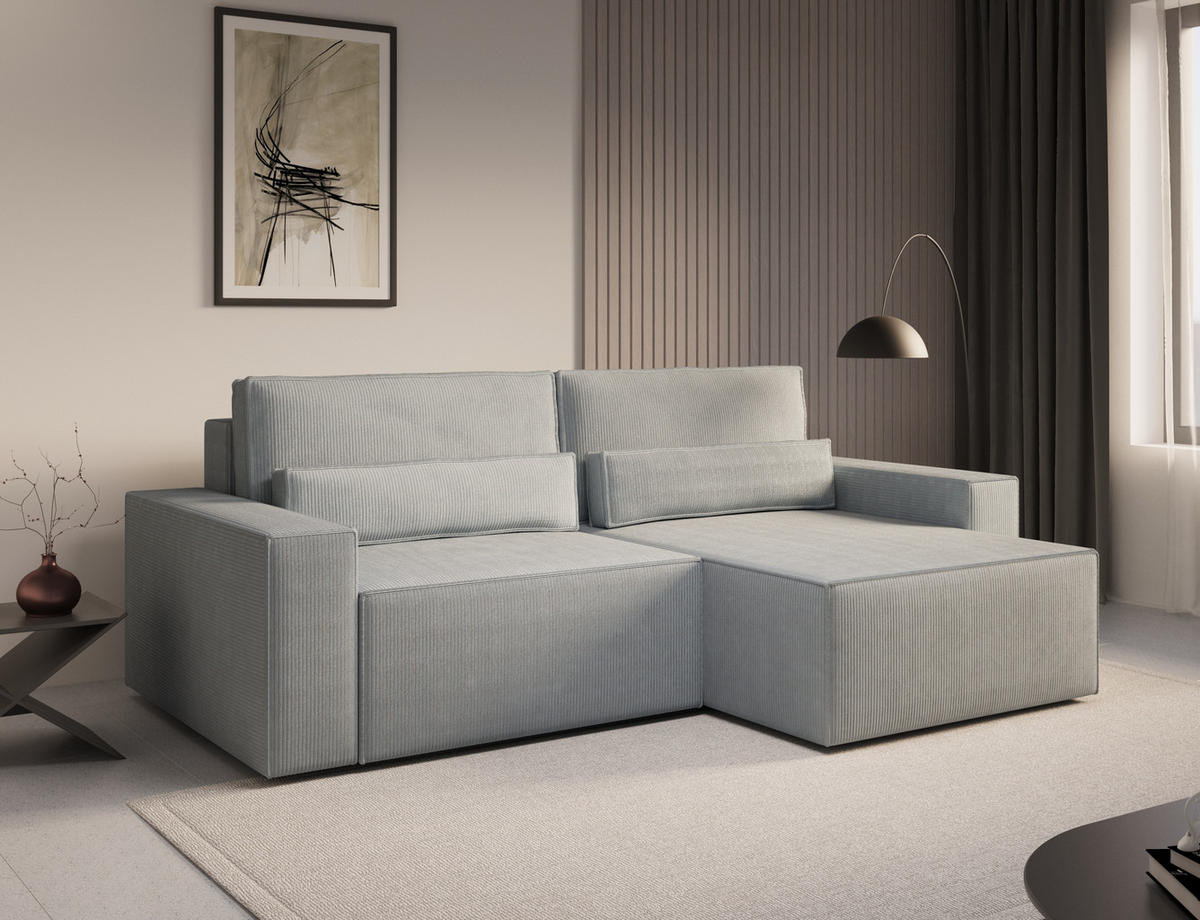 ECKSOFA - Universale Ecksofa DENVER mini - Hellgrau - Poso 110 - Hellgrau, Holzwerkstoff (248/162cm) - Möblo